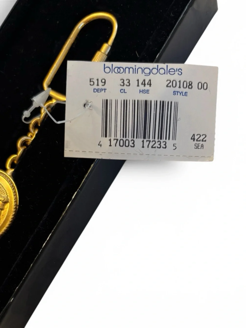 Vintage gold-tone double-headed Janus medallion keychain